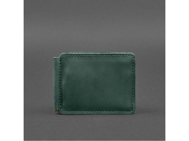 Кожаное портмоне 13.0 зажим Зеленый Crazy Horse, фото 9