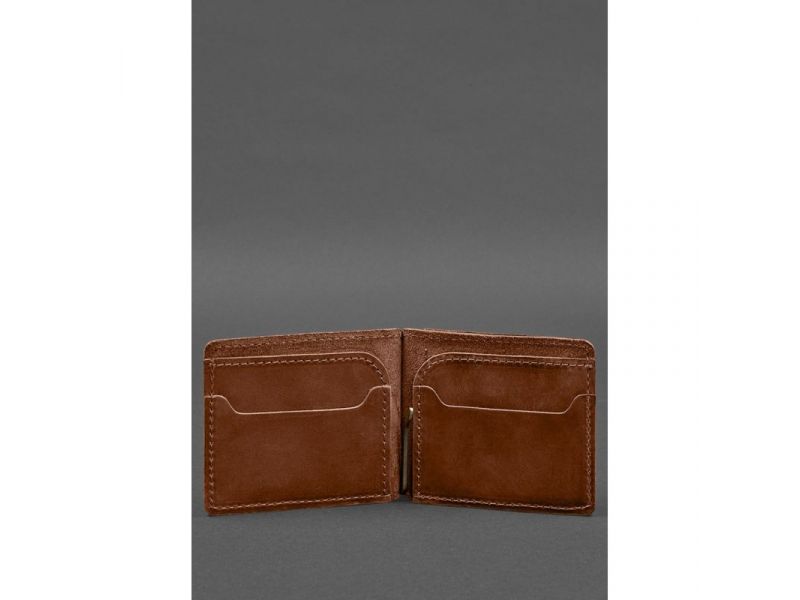 Кожаное портмоне 13.0 зажим Светло-кричневый Crazy Horse, фото 4