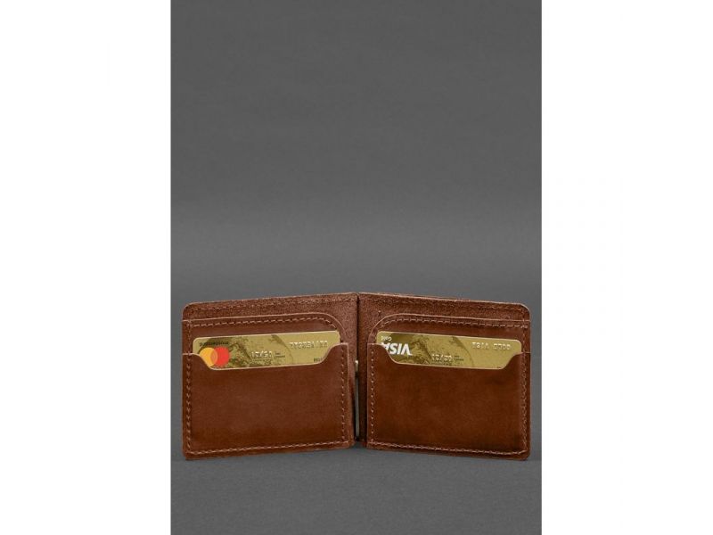 Кожаное портмоне 13.0 зажим Светло-кричневый Crazy Horse, фото 3