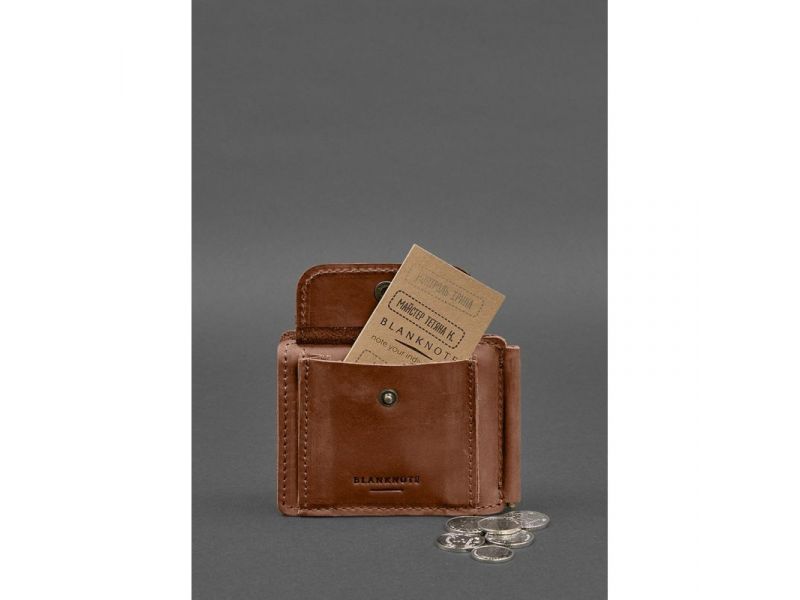 Кожаное портмоне 13.0 зажим Светло-кричневый Crazy Horse, фото 7