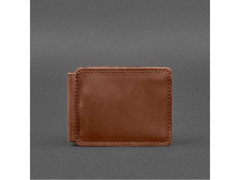 Кожаное портмоне 13.0 зажим Светло-кричневый Crazy Horse, фото 9