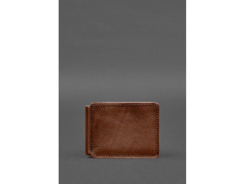 Кожаное портмоне 13.0 зажим светло-коричневый краст, фото 1