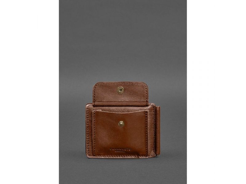 Кожаное портмоне 13.0 зажим светло-коричневый краст, фото 6