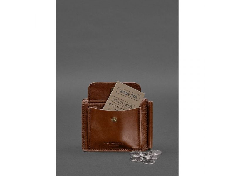 Кожаное портмоне 13.0 зажим светло-коричневый краст, фото 7