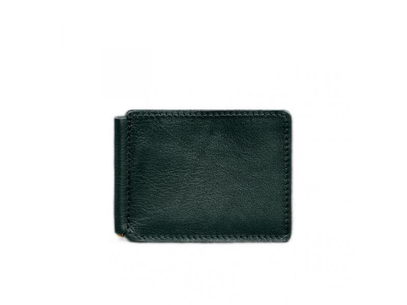 Кожаное портмоне 13.0 зажим зеленый краст, фото 10