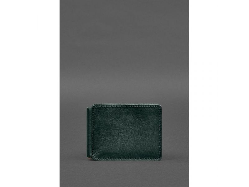 Кожаное портмоне 13.0 зажим зеленый краст, фото 1