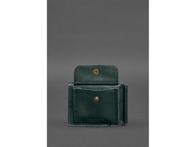 Кожаное портмоне 13.0 зажим зеленый краст, фото 6