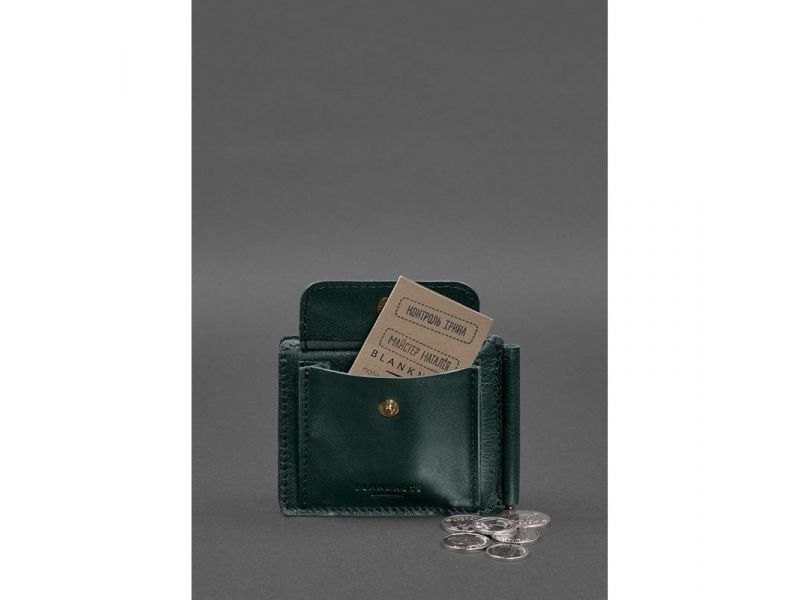 Кожаное портмоне 13.0 зажим зеленый краст, фото 7
