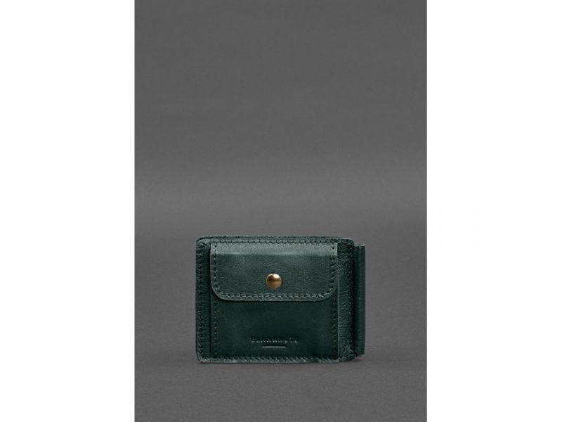 Кожаное портмоне 13.0 зажим зеленый краст, фото 8