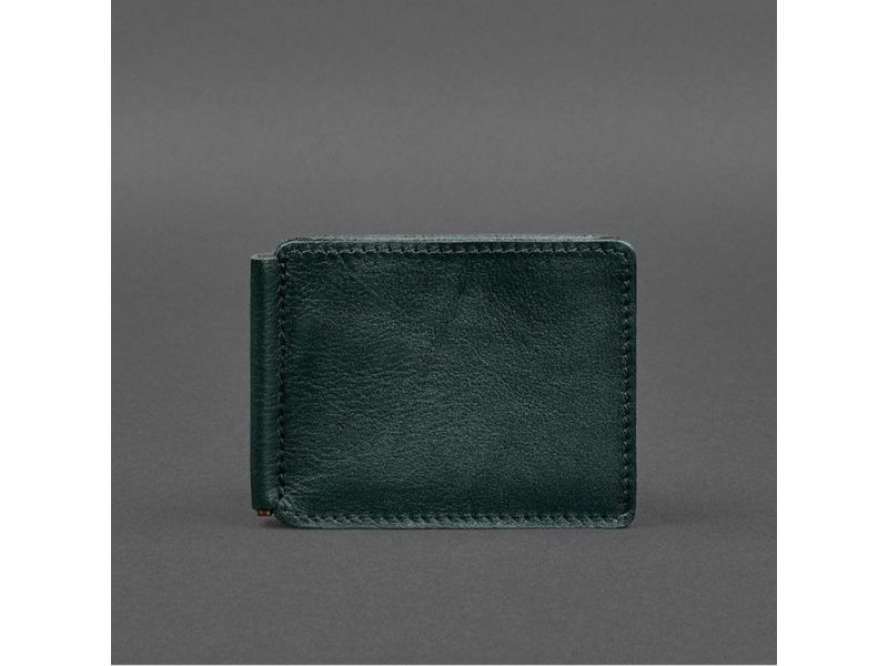 Кожаное портмоне 13.0 зажим зеленый краст, фото 9