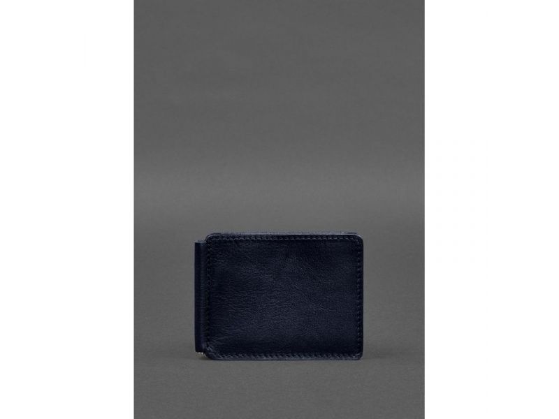 Кожаное портмоне 13.0 зажим синий краст, фото 1