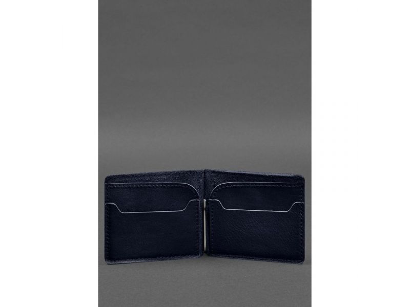 Кожаное портмоне 13.0 зажим синий краст, фото 4