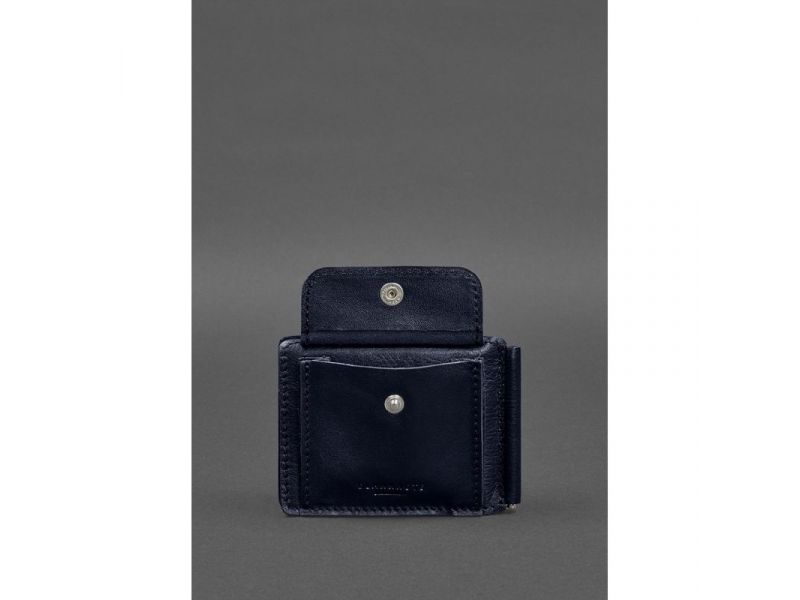 Кожаное портмоне 13.0 зажим синий краст, фото 6