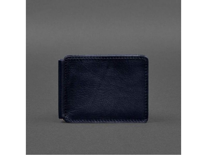 Кожаное портмоне 13.0 зажим синий краст, фото 9