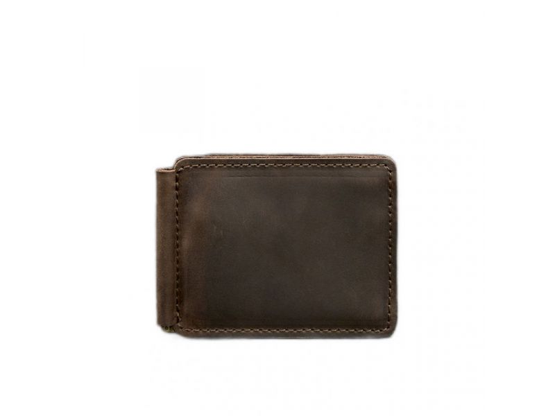 Кожаное портмоне 13.0 зажим темно-коричневое Crazy Horse, фото 10