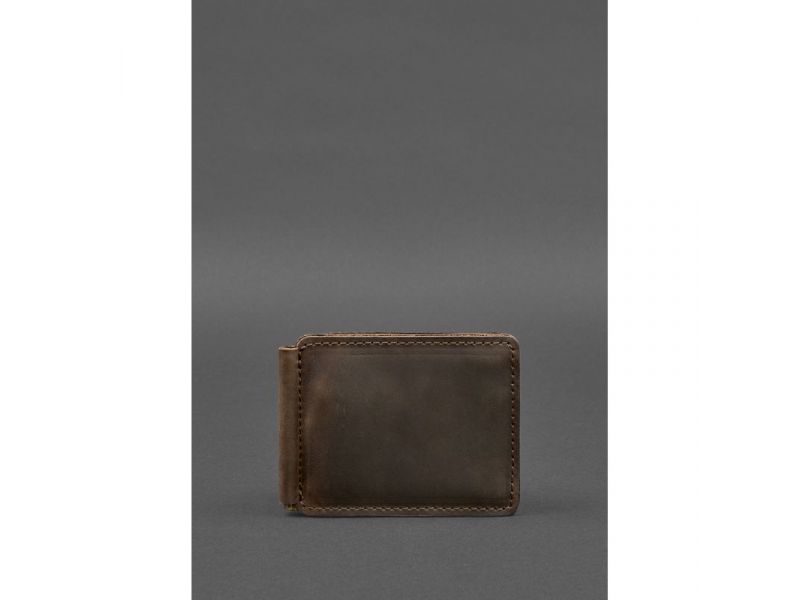 Кожаное портмоне 13.0 зажим темно-коричневое Crazy Horse, фото 1