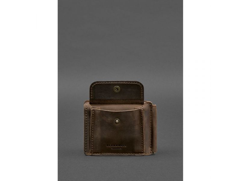 Кожаное портмоне 13.0 зажим темно-коричневое Crazy Horse, фото 6