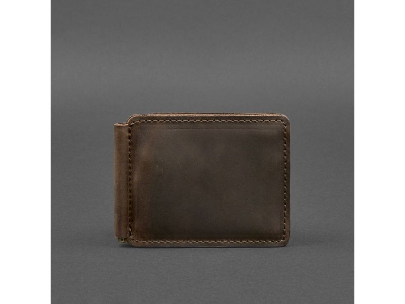 Кожаное портмоне 13.0 зажим темно-коричневое Crazy Horse, фото 9