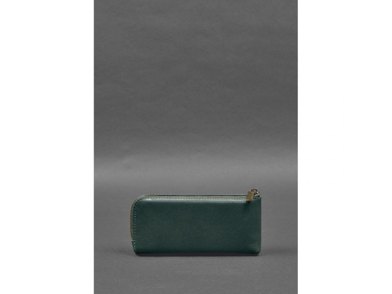Кожаное портмоне-купюрник на молнии 14.0 зеленый, фото 6