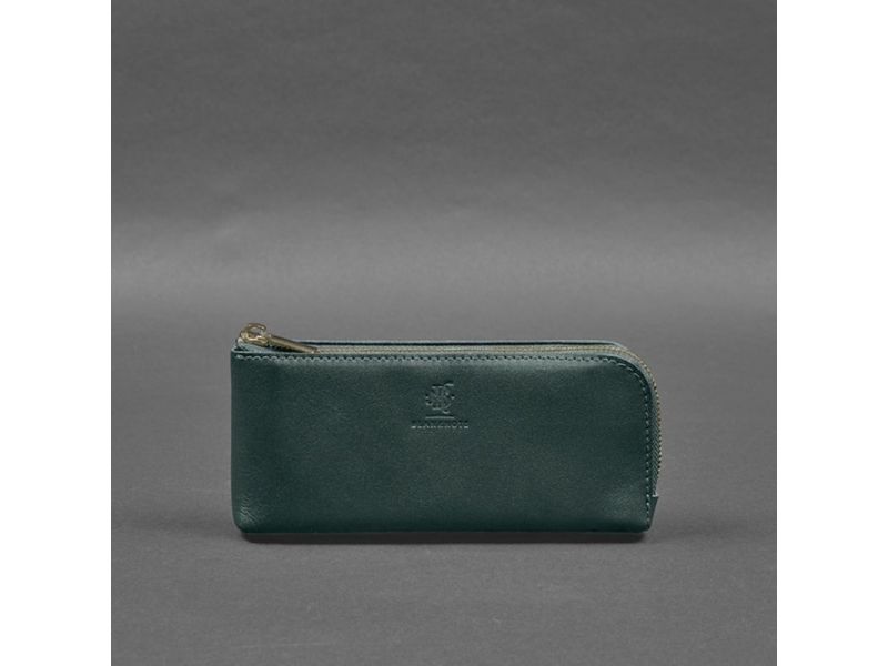 Кожаное портмоне-купюрник на молнии 14.0 зеленый, фото 7