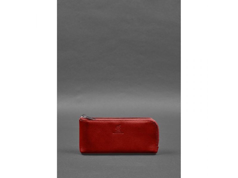 Кожаное портмоне-купюрник на молнии 14.0 красный, фото 1