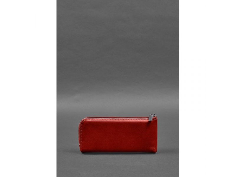 Кожаное портмоне-купюрник на молнии 14.0 красный, фото 6