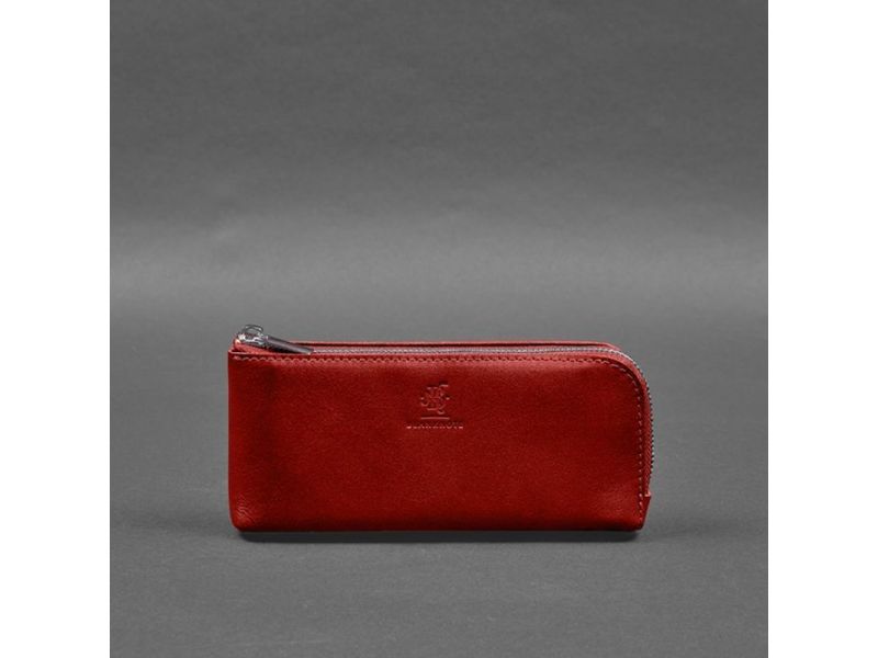 Кожаное портмоне-купюрник на молнии 14.0 красный, фото 7