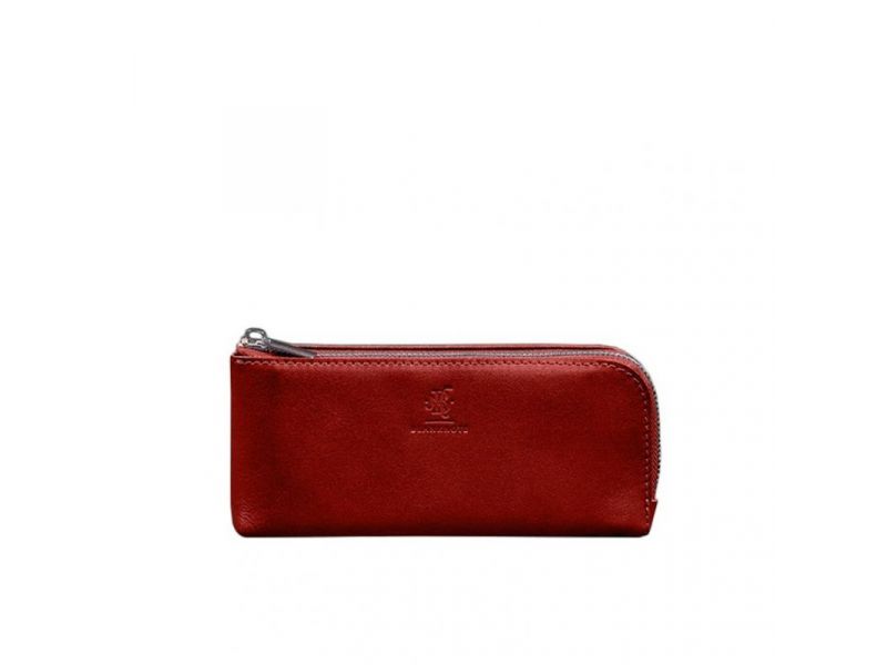 Кожаное портмоне-купюрник на молнии 14.0 красный, фото 8