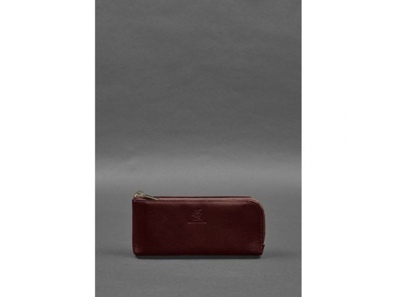 Кожаное портмоне-купюрник на молнии 14.0 бордовый, фото 1