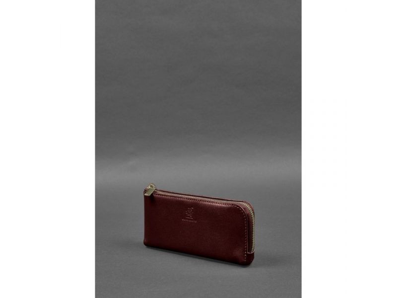 Кожаное портмоне-купюрник на молнии 14.0 бордовый, фото 3