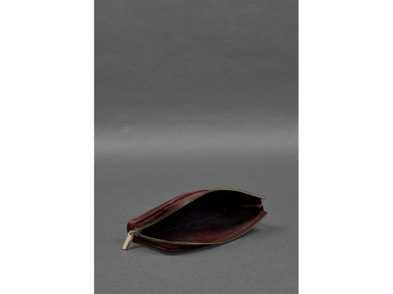 Кожаное портмоне-купюрник на молнии 14.0 бордовый, фото 5