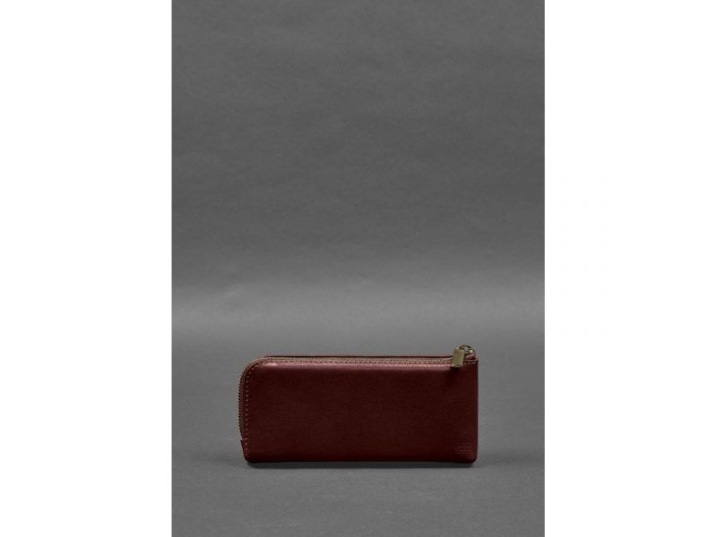 Кожаное портмоне-купюрник на молнии 14.0 бордовый, фото 6