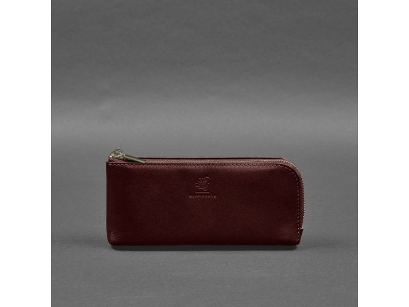 Кожаное портмоне-купюрник на молнии 14.0 бордовый, фото 7