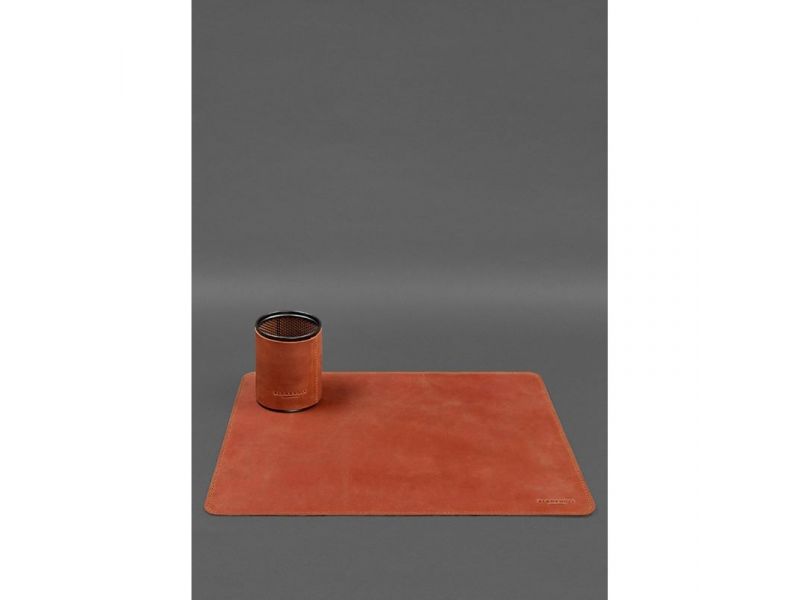 Настольный набор из натуральной кожи  5.0 с картой Украины светло-коричневый Crazy Horse, фото 4