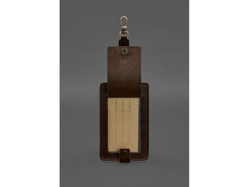 Кожаная бирка для багажа Бланк-тэг темно-коричневая Crazy Horse, фото 2