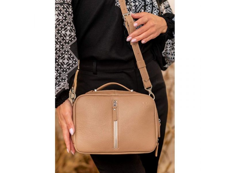 Женская кожаная сумка Avenue карамель флотар, фото 7