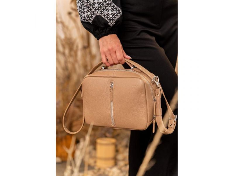 Женская кожаная сумка Avenue карамель флотар, фото 9