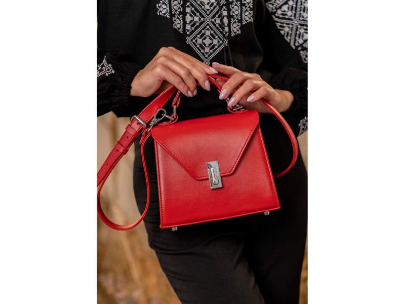 Женская кожаная сумка Futsy красная, фото 1