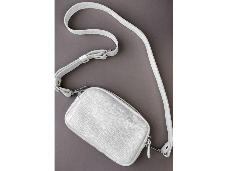 Кожаная сумка поясная/кроссбоди Holly белая флотар, фото 1