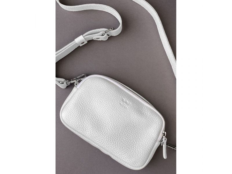 Кожаная сумка поясная/кроссбоди Holly белая флотар, фото 2