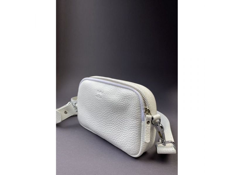 Кожаная сумка поясная/кроссбоди Holly белая флотар, фото 4