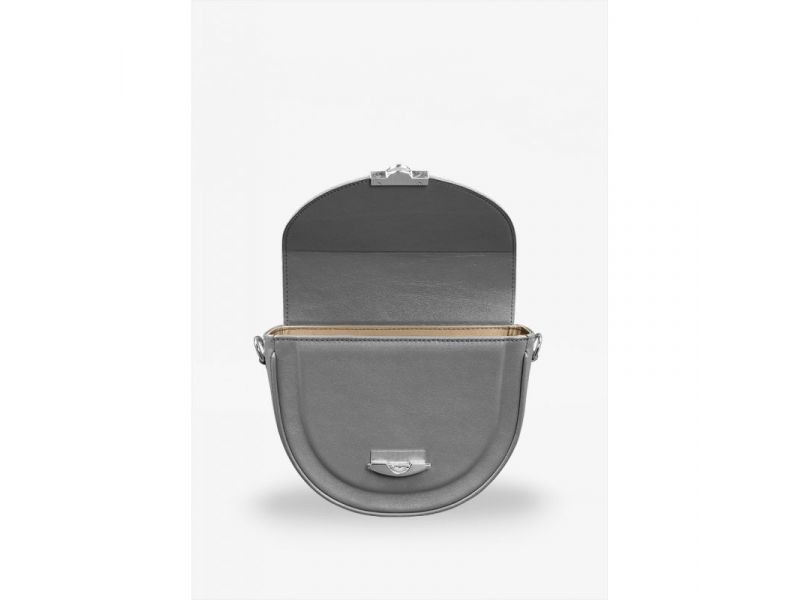 Женская кожаная сумка Kira серая, фото 4