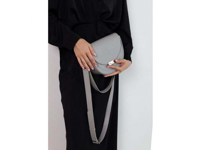 Женская кожаная сумка Kira серая, фото 1