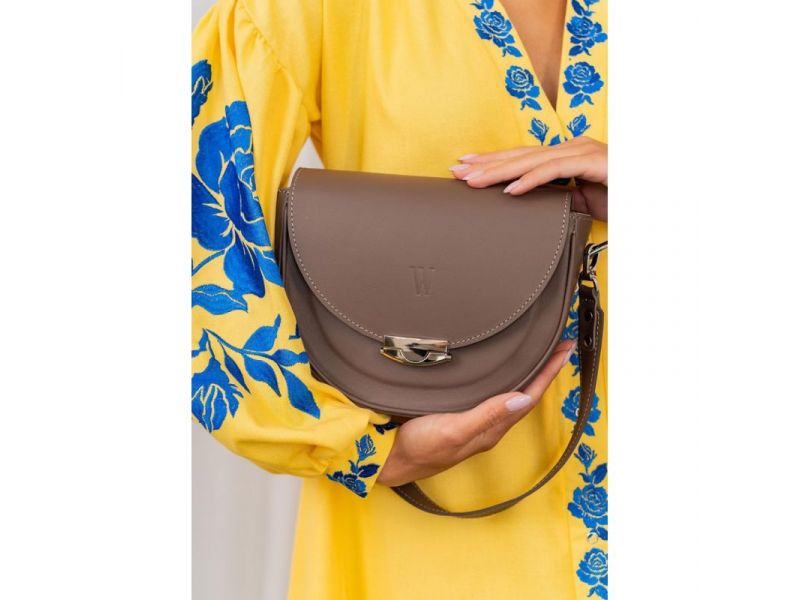 Женская кожаная сумка Kira темно-бежевая, фото 1