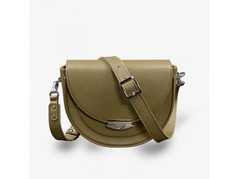 Женская кожаная сумка Kira оливковая, фото 8