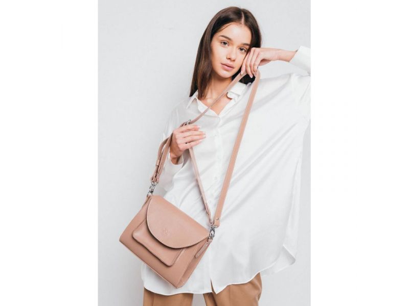 Женская кожаная сумка Liv карамель краст, фото 1