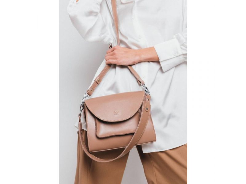 Женская кожаная сумка Liv карамель краст, фото 2