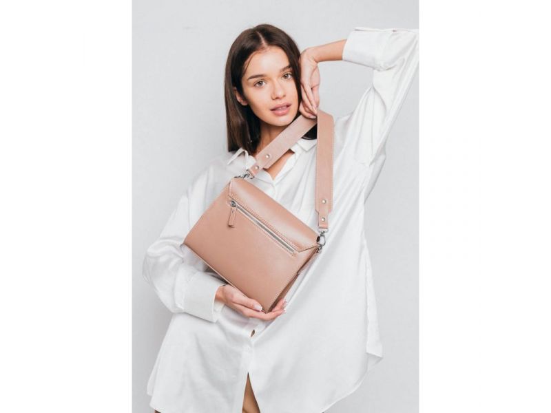 Женская кожаная сумка Liv карамель краст, фото 3