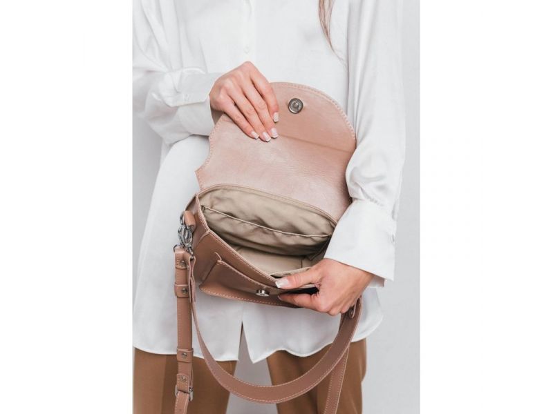 Женская кожаная сумка Liv карамель краст, фото 5