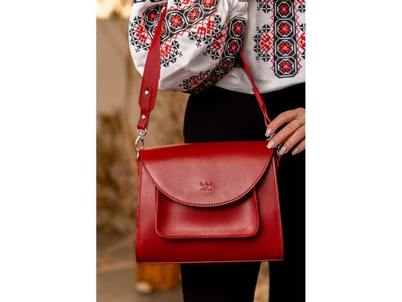 Женская кожаная сумка Liv красный краст, фото 1